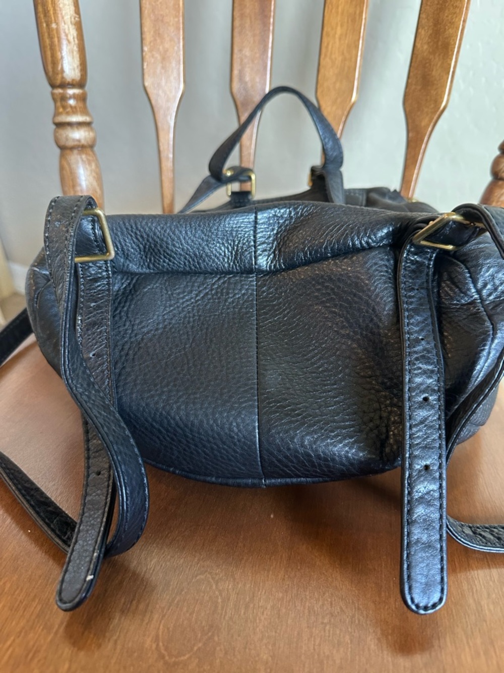 HOBO River Black Leather Backpack with Gold Hardware - Picture 3 of 6